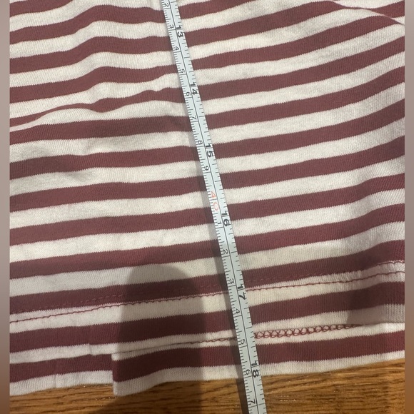 Madewell Soft Fade Cotton Boxy Crop Tee, Burgundy and White Stripe, XS oversized - Picture 6 of 7